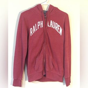 Ralph Lauren Polo Jeans Company Red Women's Large Hoodie Sweatshirt Full Zip